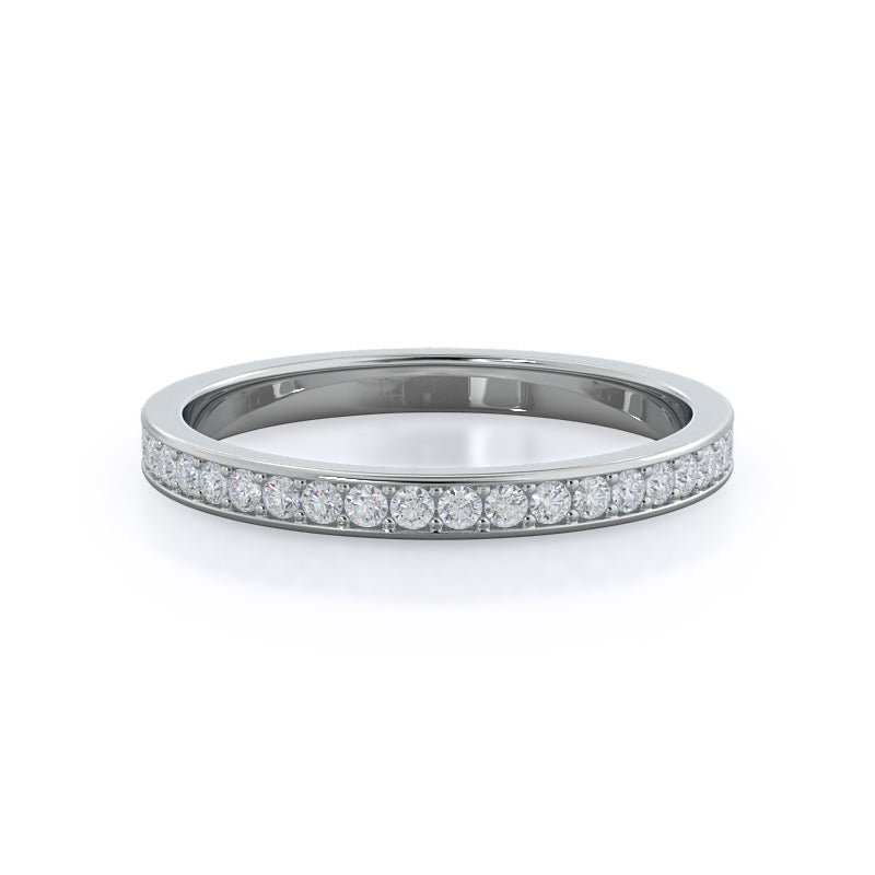 Channel & Pave Basket Diamond Wedding Band with Platinum Cut Diamond in 14KT Platinum view 1
