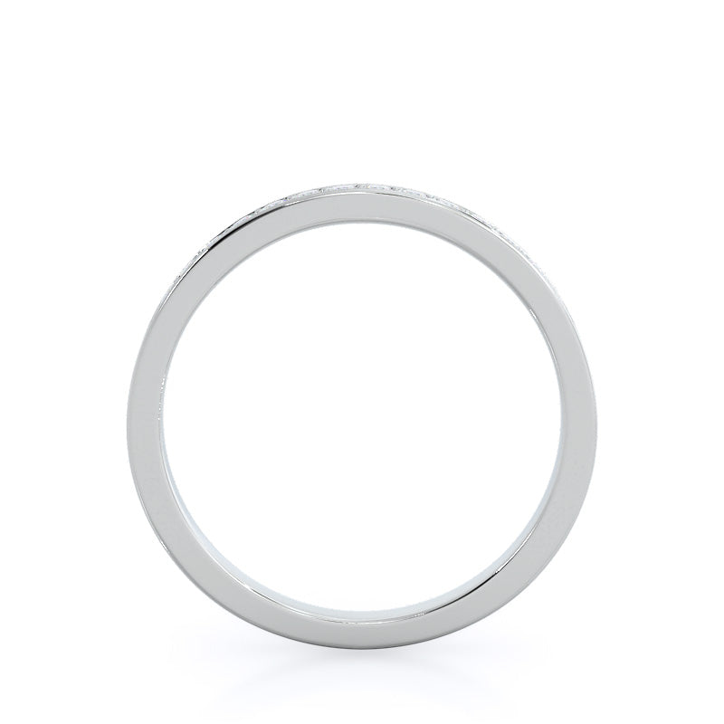 Channel & Pave Basket Diamond Wedding Band with Platinum Cut Diamond in 14KT Platinum view 2
