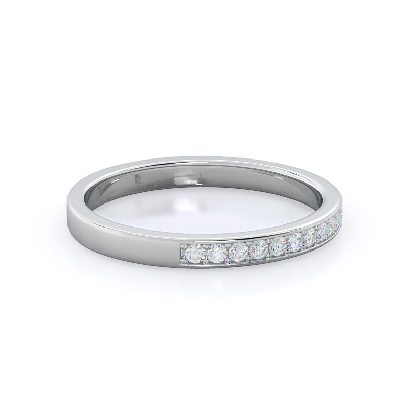 Channel & Pave Basket Diamond Wedding Band with Platinum Cut Diamond in 14KT Platinum view 4
