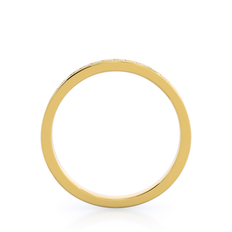 Channel & Pave Basket Diamond Wedding Band with 18KT Yellow Gold Cut Diamond in 14KT Yellow Gold view 2

