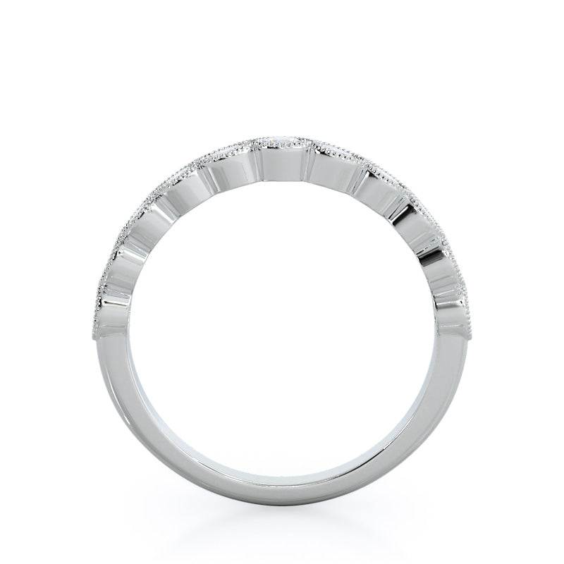 Migrain Bezel Diamond Wedding Band with Platinum Cut Diamond in 14KT Platinum view 2
