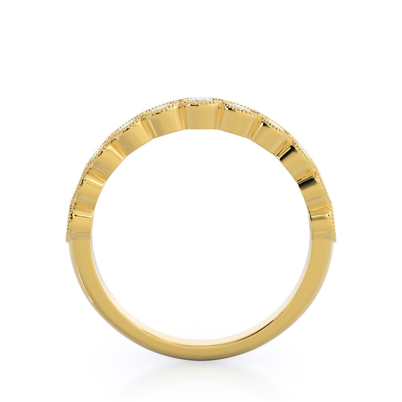 Migrain Bezel Diamond Wedding Band with 18KT Yellow Gold Cut Diamond in 14KT Yellow Gold view 2
