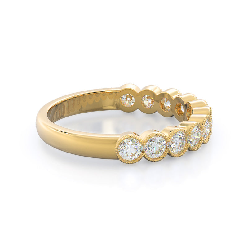 Migrain Bezel Diamond Wedding Band with 18KT Yellow Gold Cut Diamond in 14KT Yellow Gold view 4
