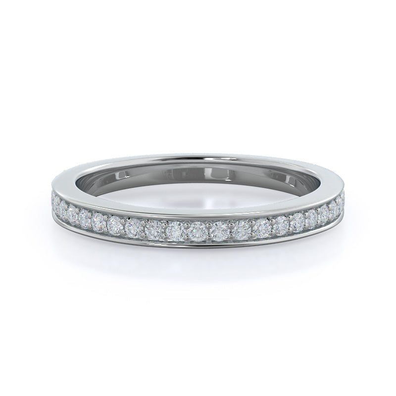 Charm Tapering Diamond Wedding Band with Platinum Cut Diamond in 14KT Platinum view 1
