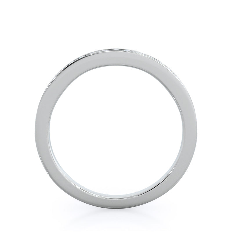 Charm Tapering Diamond Wedding Band with Platinum Cut Diamond in 14KT Platinum view 2
