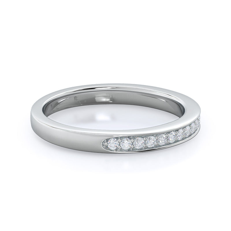 Charm Tapering Diamond Wedding Band with Platinum Cut Diamond in 14KT Platinum view 4
