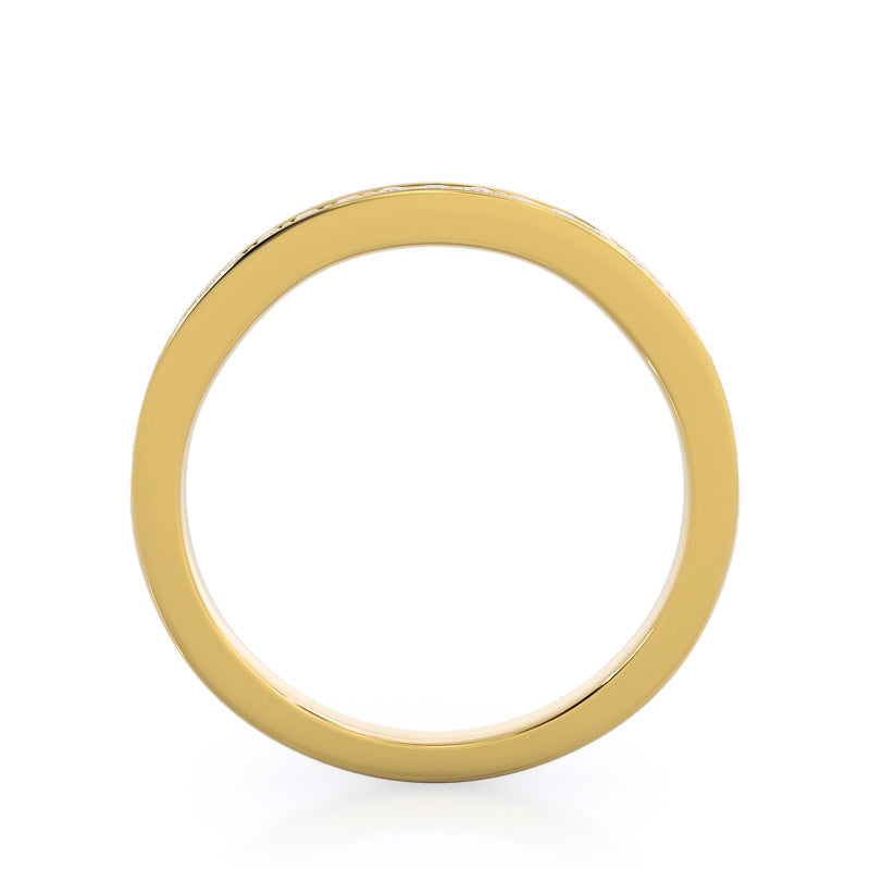 Charm Tapering Diamond Wedding Band with 18KT Yellow Gold Cut Diamond in 14KT Yellow Gold view 2
