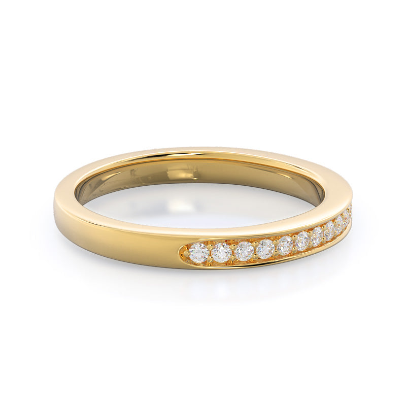 Charm Tapering Diamond Wedding Band with 18KT Yellow Gold Cut Diamond in 14KT Yellow Gold view 4
