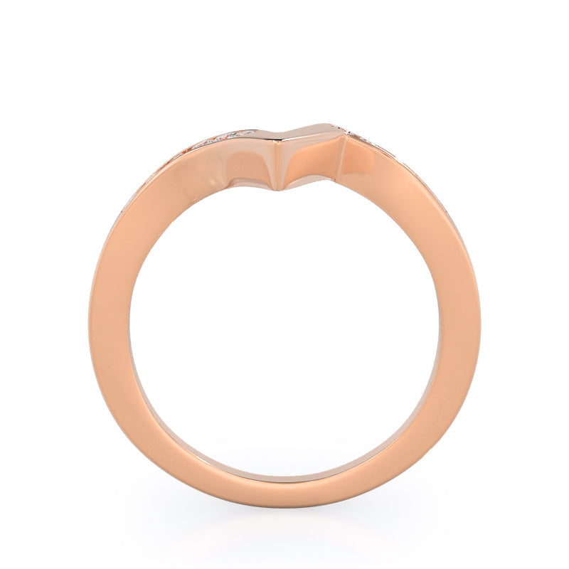 Tapered Diamond Wedding Band with 18KT Rose Gold Cut Diamond in 14KT Rose Gold view 2
