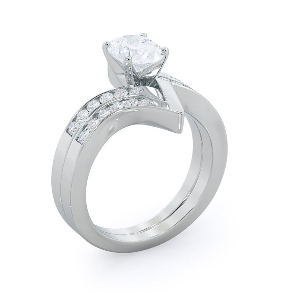 Oval Cut Tapered Diamond Engagement Ring with Lab Grown Diamond in 14KT Rose Gold view 4
