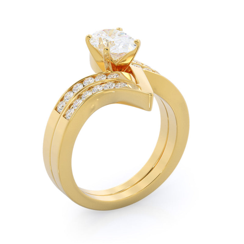 Oval Cut Tapered Diamond Engagement Ring with Lab Grown Diamond in 14KT Rose Gold view 5
