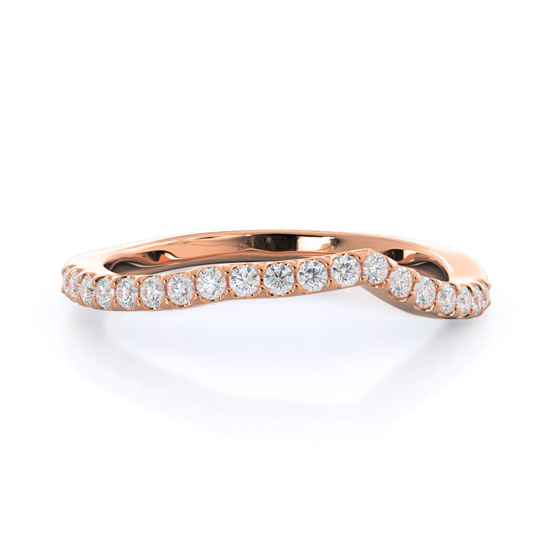 Braided Twist Diamond Wedding Band with 18KT Rose Gold Cut Diamond in 14KT Rose Gold view 1
