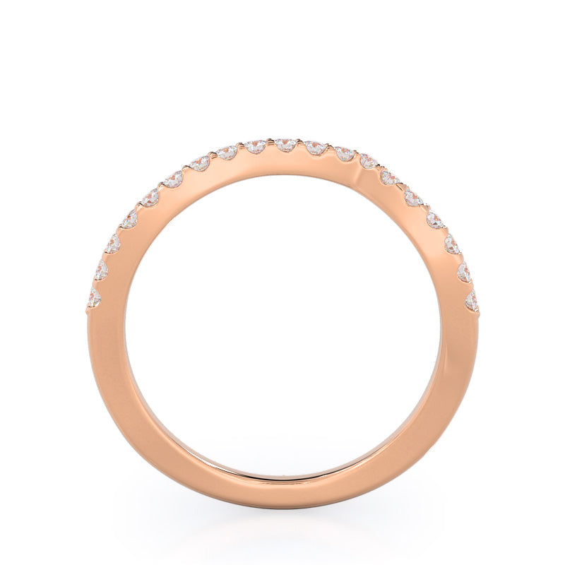 Braided Twist Diamond Wedding Band with 18KT Rose Gold Cut Diamond in 14KT Rose Gold view 2
