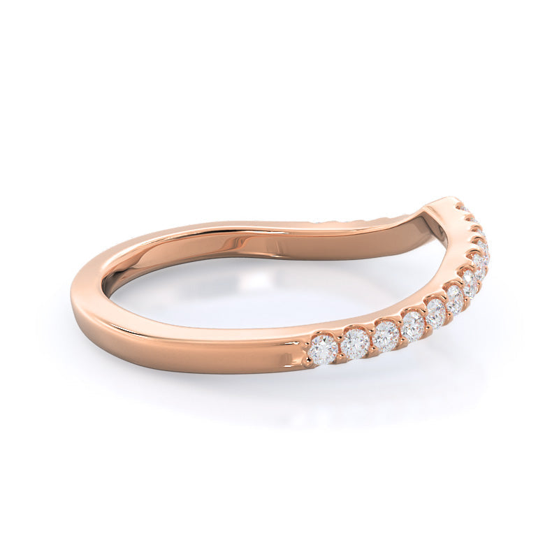 Braided Twist Diamond Wedding Band with 18KT Rose Gold Cut Diamond in 14KT Rose Gold view 4
