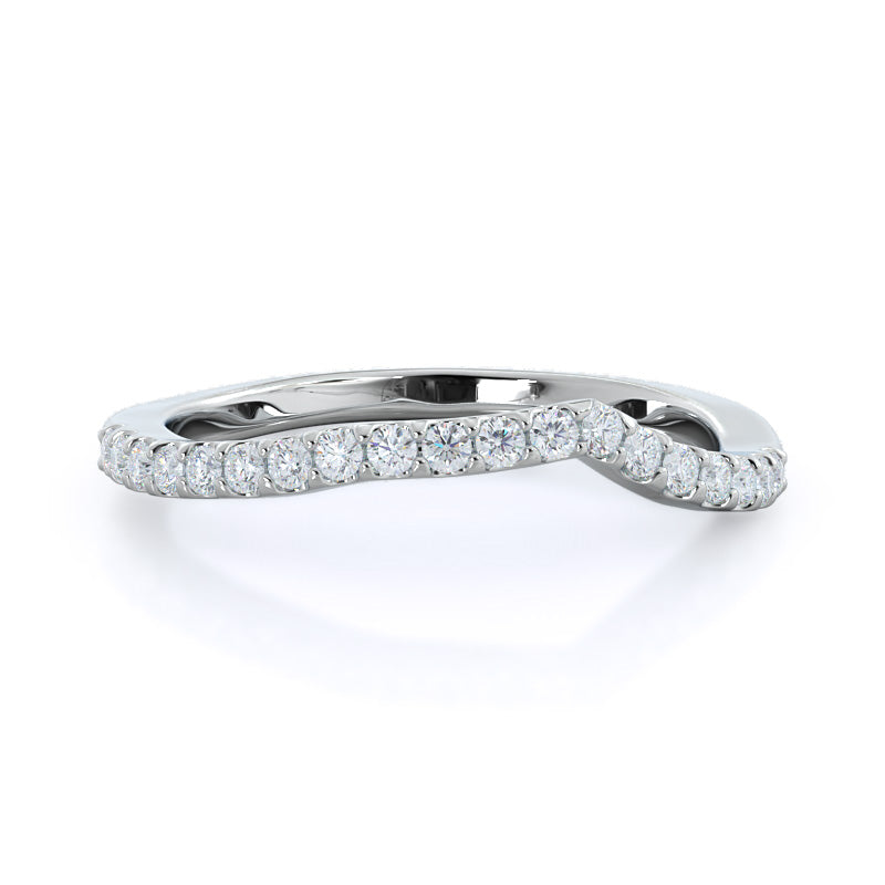 Braided Twist Diamond Wedding Band with Platinum Cut Diamond in 14KT Platinum view 1
