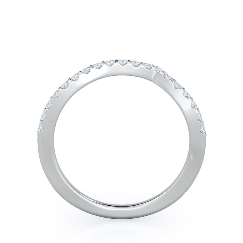 Braided Twist Diamond Wedding Band with Platinum Cut Diamond in 14KT Platinum view 2
