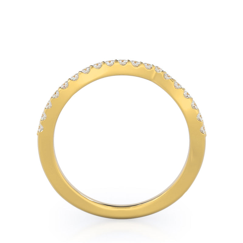 Braided Twist Diamond Wedding Band with 18KT Yellow Gold Cut Diamond in 14KT Yellow Gold view 2
