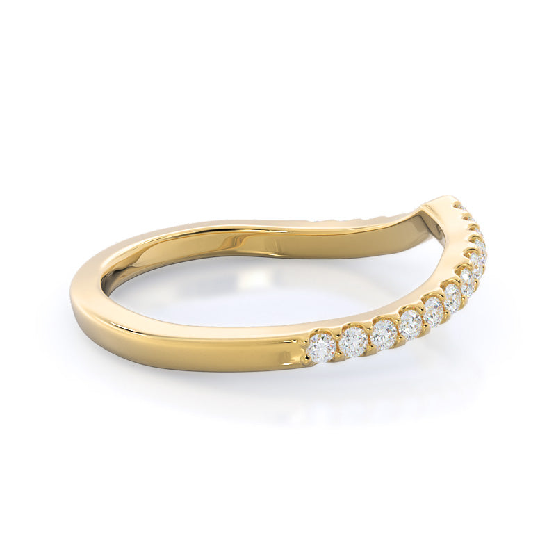 Braided Twist Diamond Wedding Band with 18KT Yellow Gold Cut Diamond in 14KT Yellow Gold view 4
