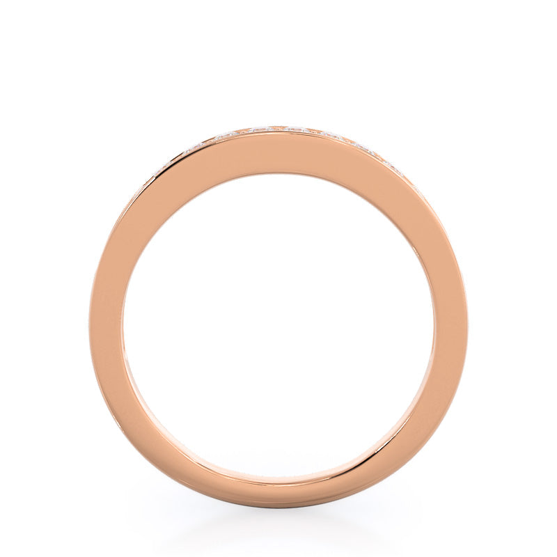 Graduated Pave Wedding Band with 18KT Rose Gold Cut Diamond in 14KT Rose Gold view 2
