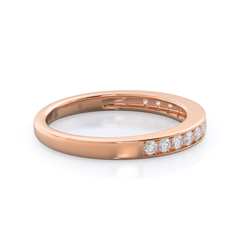 Graduated Pave Wedding Band with 18KT Rose Gold Cut Diamond in 14KT Rose Gold view 4
