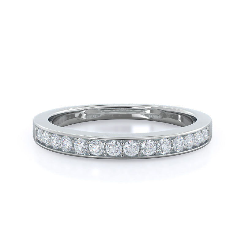 Graduated Pave Wedding Band with Platinum Cut Diamond in 14KT Platinum view 1

