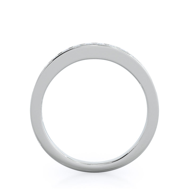 Graduated Pave Wedding Band with Platinum Cut Diamond in 14KT Platinum view 2
