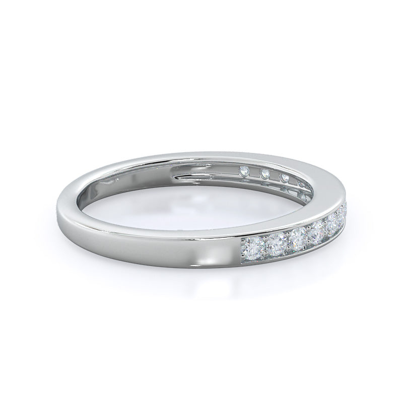 Graduated Pave Wedding Band with Platinum Cut Diamond in 14KT Platinum view 4
