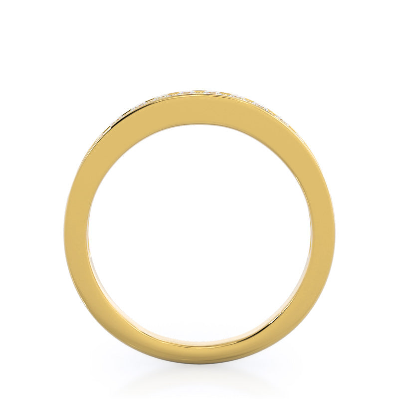 Graduated Pave Wedding Band with 18KT Yellow Gold Cut Diamond in 14KT Yellow Gold view 2
