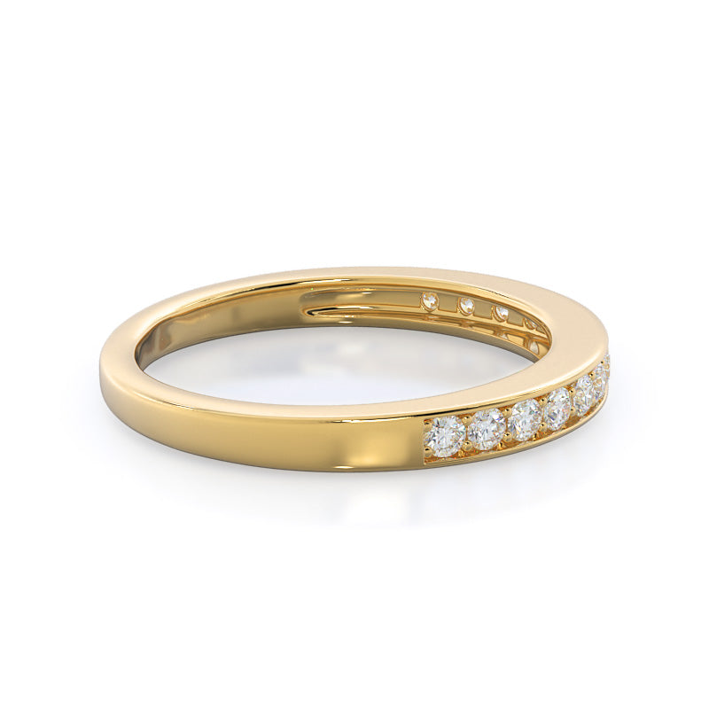 Graduated Pave Wedding Band with 18KT Yellow Gold Cut Diamond in 14KT Yellow Gold view 4
