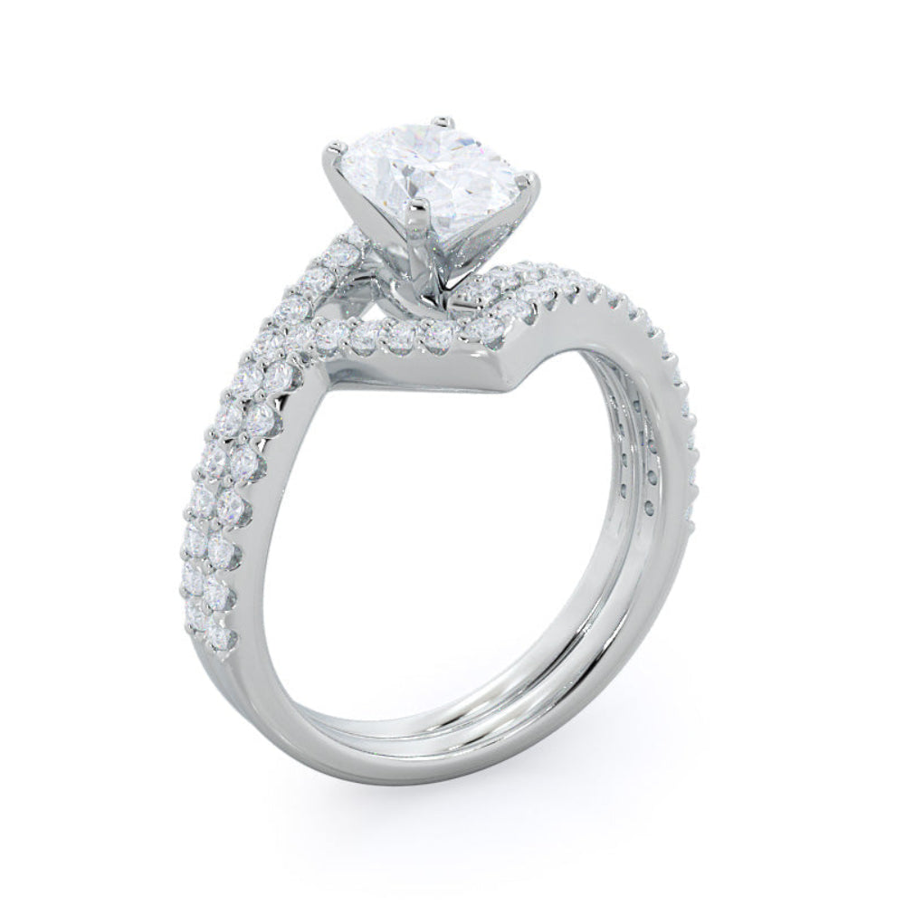 Oval Cut Twist Diamond Engagement Ring with Lab Grown Diamond in 14KT Rose Gold view 5
