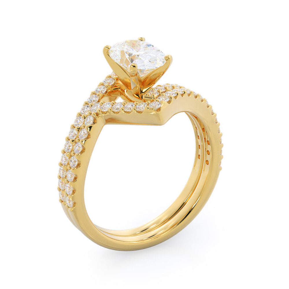 Oval Cut Twist Diamond Engagement Ring with Lab Grown Diamond in 14KT Rose Gold view 6

