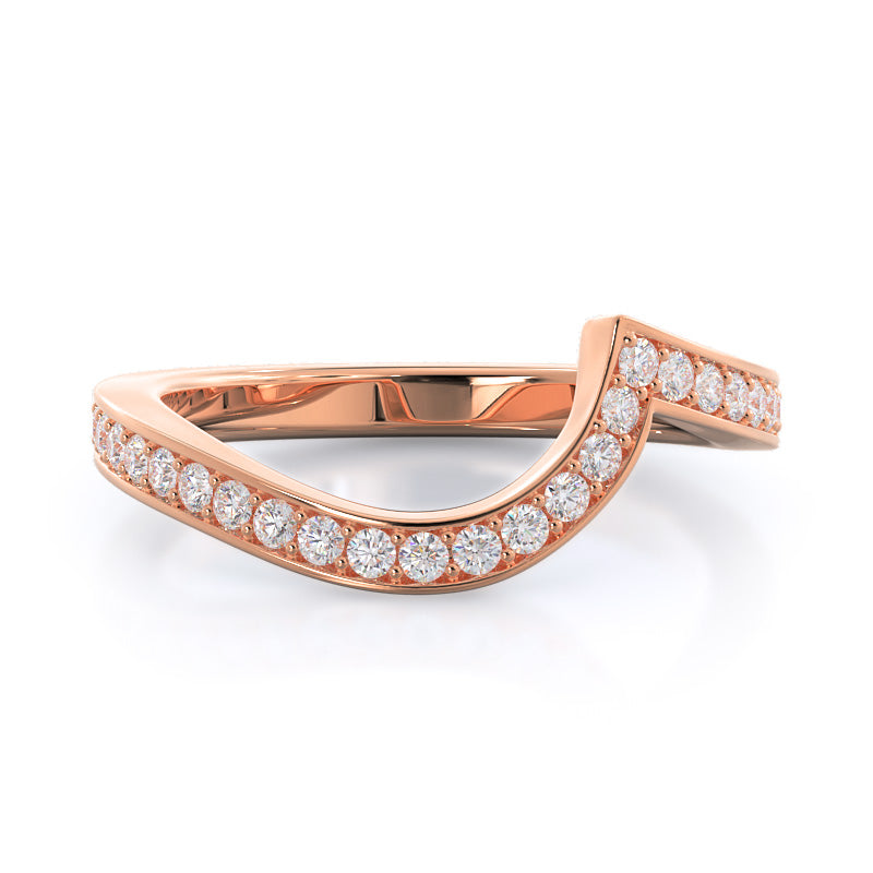 Twisting Underhalo Diamond Wedding Band with 18KT Rose Gold Cut Diamond in 14KT Rose Gold view 1
