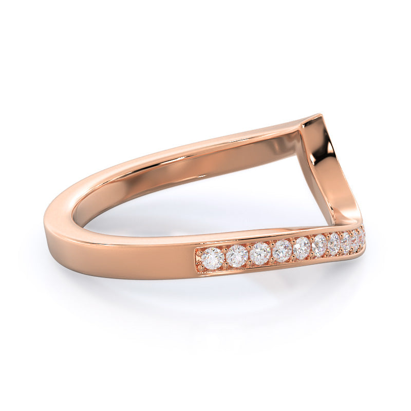 Twisting Underhalo Diamond Wedding Band with 18KT Rose Gold Cut Diamond in 14KT Rose Gold view 4

