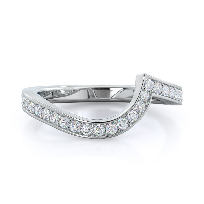 Twisting Underhalo Diamond Wedding Band with Platinum Cut Diamond in 14KT Platinum view 1
