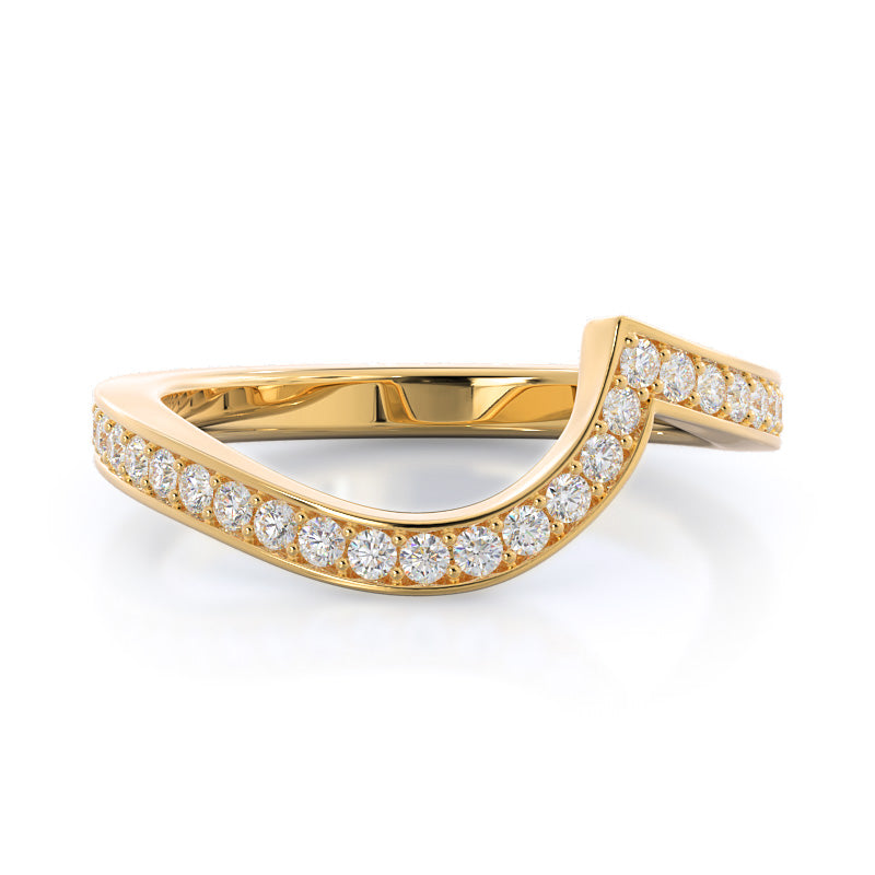 Twisting Underhalo Diamond Wedding Band with 18KT Yellow Gold Cut Diamond in 14KT Yellow Gold view 1

