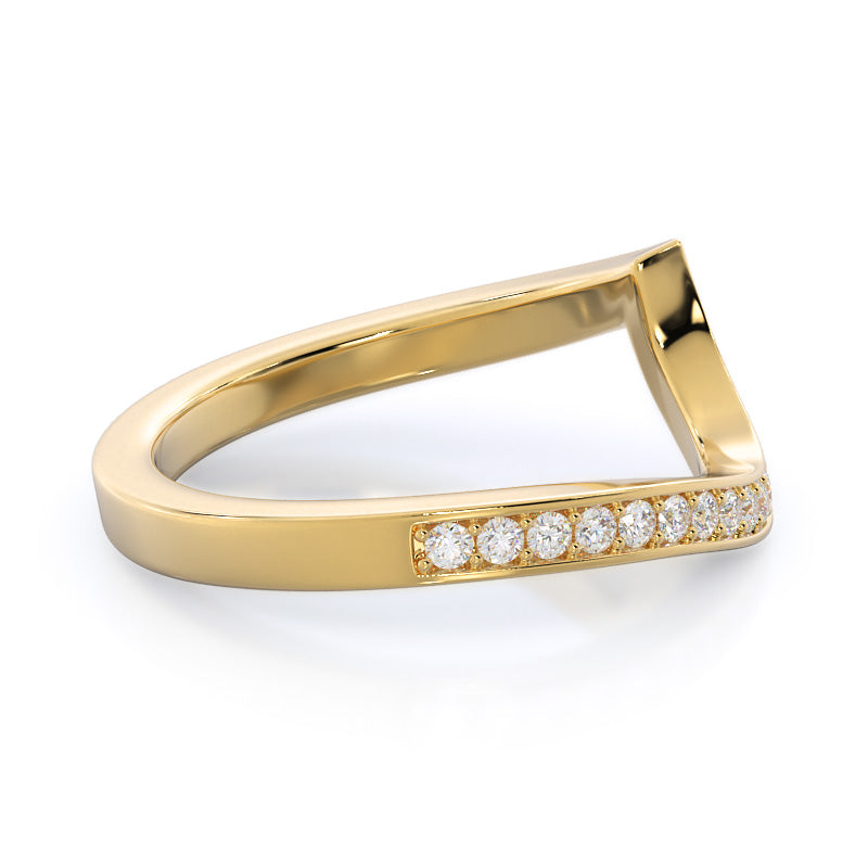 Twisting Underhalo Diamond Wedding Band with 18KT Yellow Gold Cut Diamond in 14KT Yellow Gold view 4

