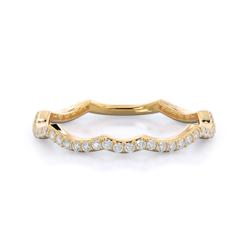 Infinity Winding Diamond Wedding Band with 18KT Yellow Gold Cut Diamond in 14KT Yellow Gold view 1
