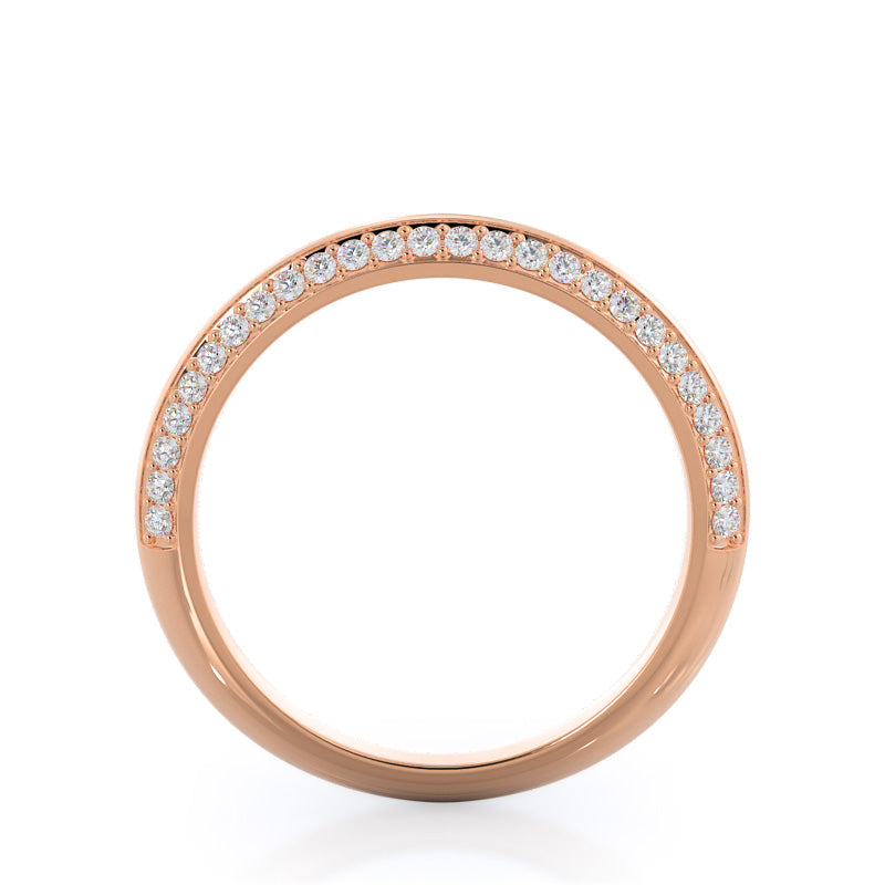Duet Pave Diamond Wedding Band with 18KT Rose Gold Cut Diamond in 14KT Rose Gold view 2
