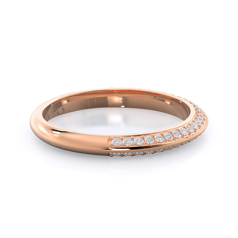 Duet Pave Diamond Wedding Band with 18KT Rose Gold Cut Diamond in 14KT Rose Gold view 4

