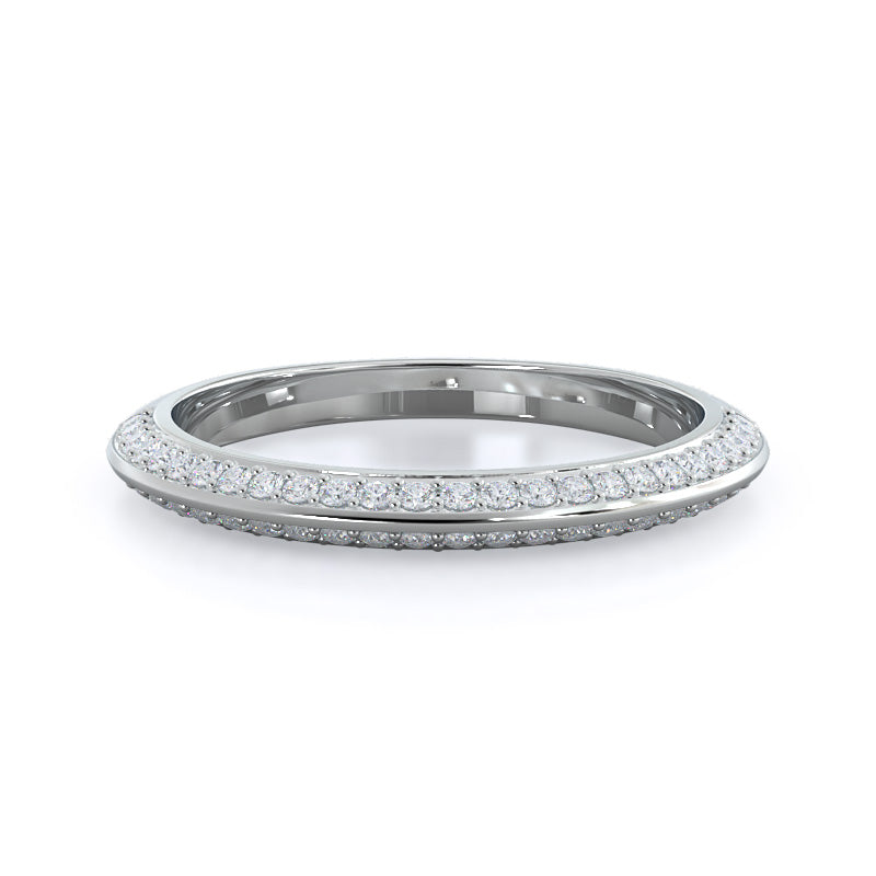 Duet Pave Diamond Wedding Band with Platinum Cut Diamond in 14KT Platinum view 1
