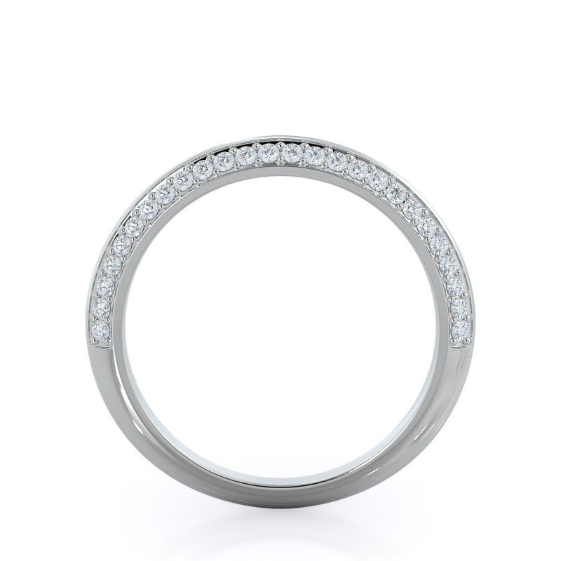 Duet Pave Diamond Wedding Band with Platinum Cut Diamond in 14KT Platinum view 2
