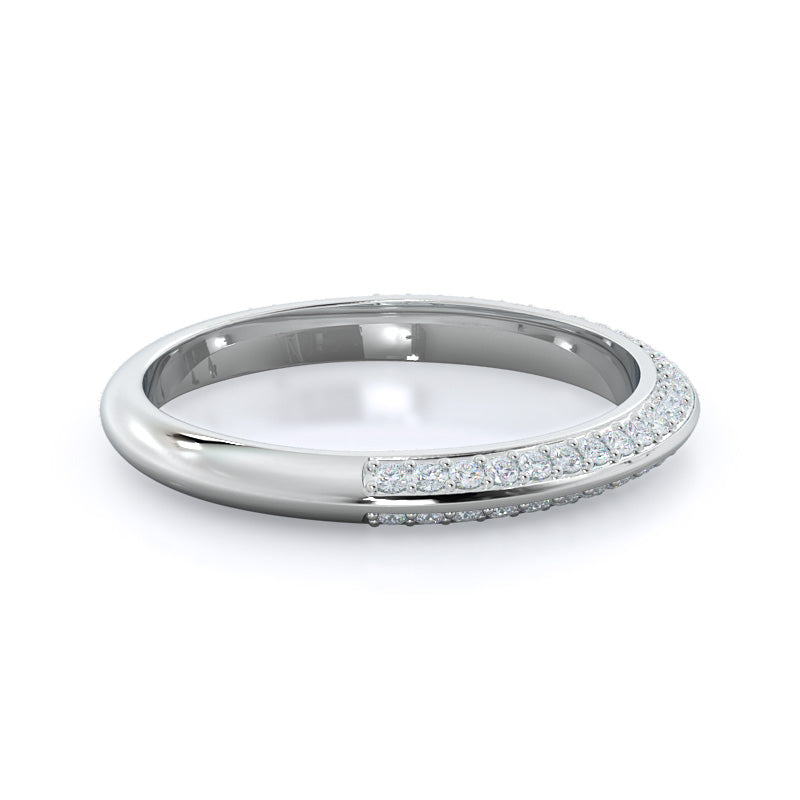 Duet Pave Diamond Wedding Band with Platinum Cut Diamond in 14KT Platinum view 4
