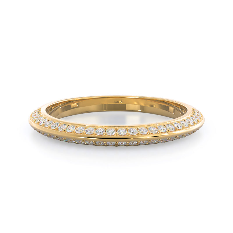 Duet Pave Diamond Wedding Band with 18KT Yellow Gold Cut Diamond in 14KT Yellow Gold view 1
