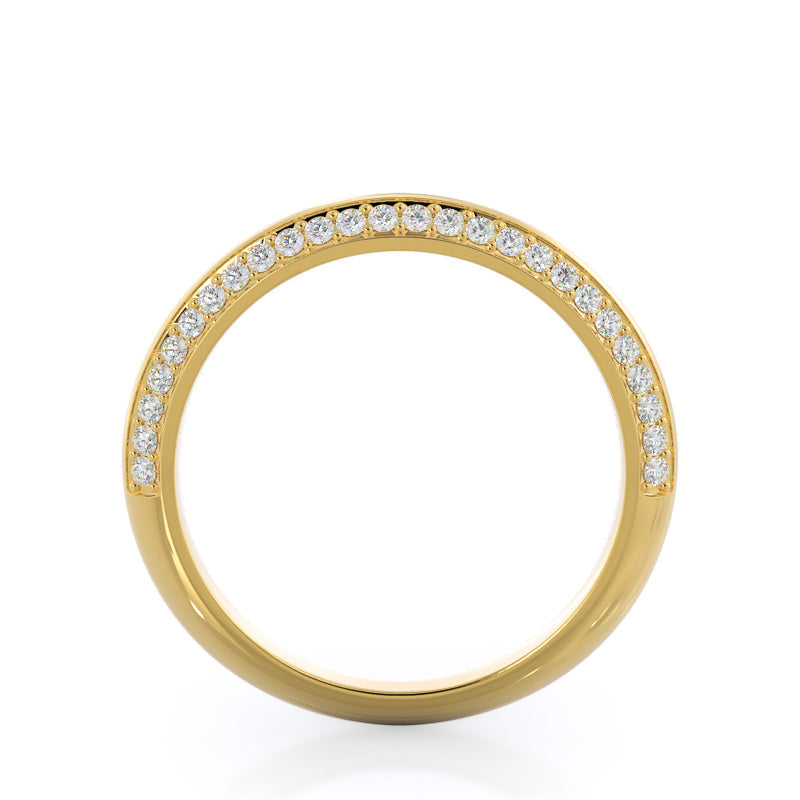 Duet Pave Diamond Wedding Band with 18KT Yellow Gold Cut Diamond in 14KT Yellow Gold view 2
