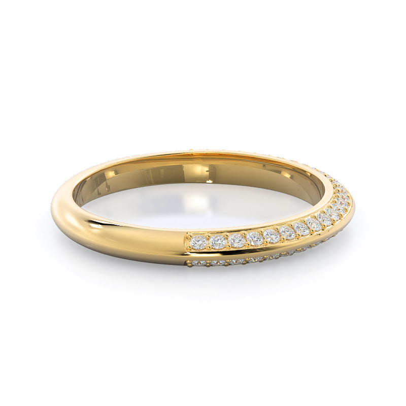 Duet Pave Diamond Wedding Band with 18KT Yellow Gold Cut Diamond in 14KT Yellow Gold view 4
