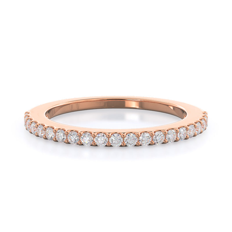 Rising Accents Diamond Wedding Band with 18KT Rose Gold Cut Diamond in 14KT Rose Gold view 1
