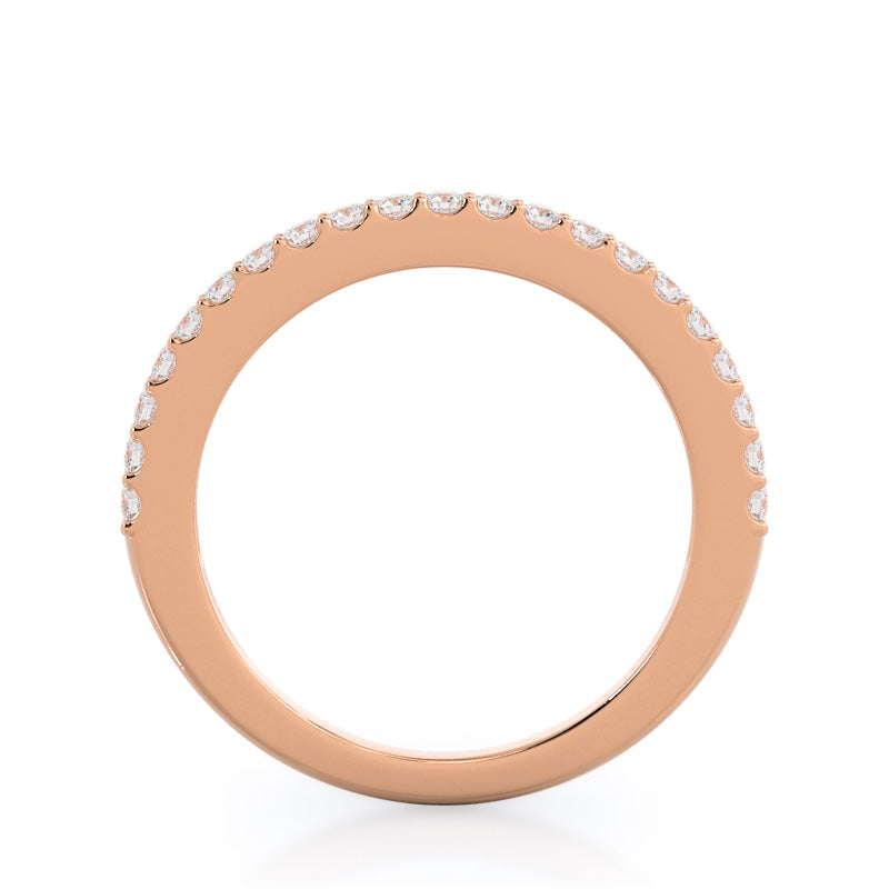 Rising Accents Diamond Wedding Band with 18KT Rose Gold Cut Diamond in 14KT Rose Gold view 2
