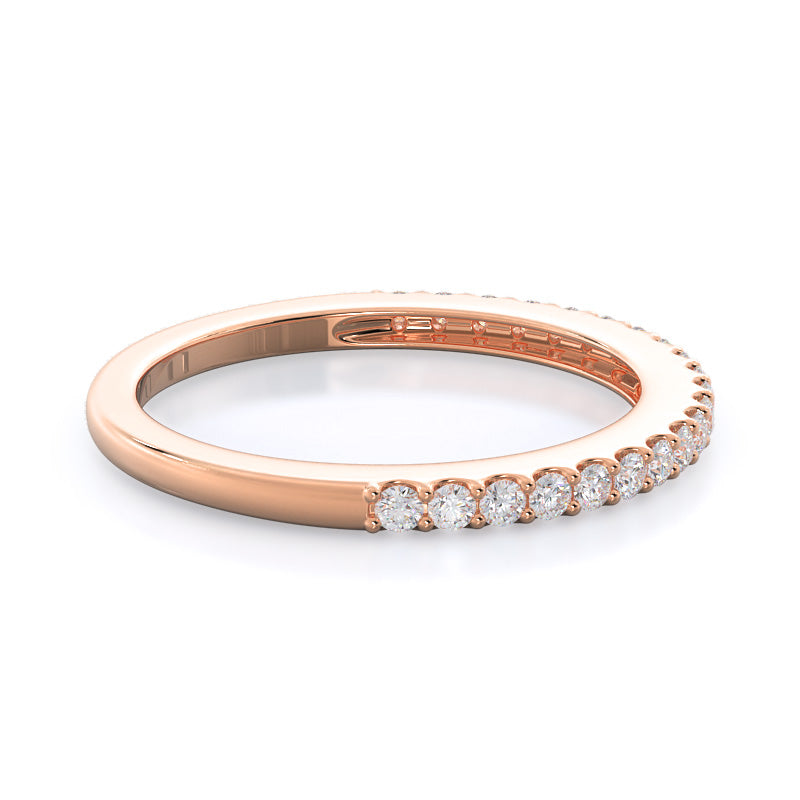 Rising Accents Diamond Wedding Band with 18KT Rose Gold Cut Diamond in 14KT Rose Gold view 4
