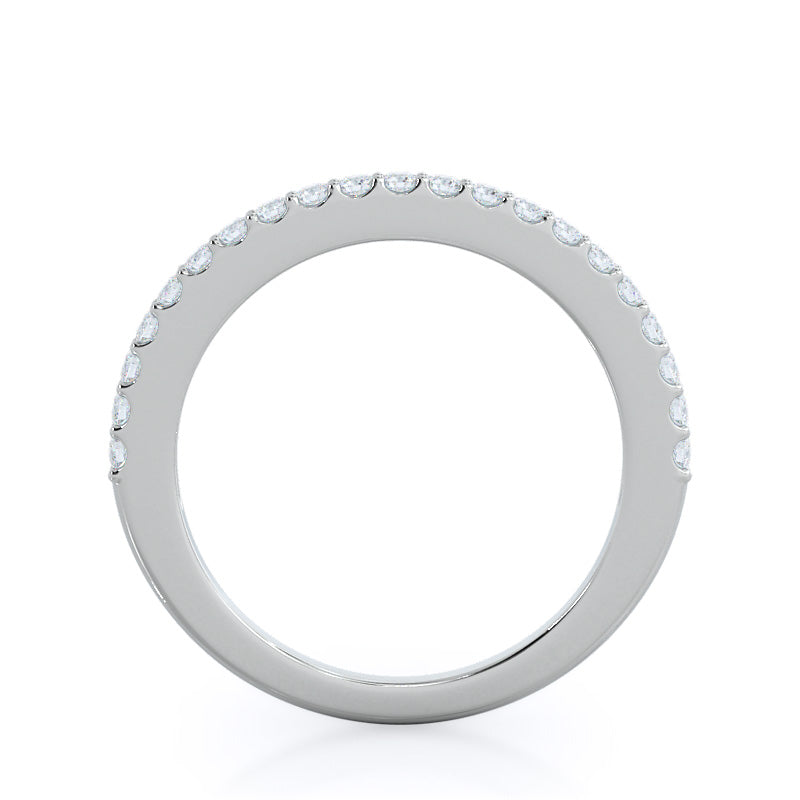 Rising Accents Diamond Wedding Band with Platinum Cut Diamond in 14KT Platinum view 2
