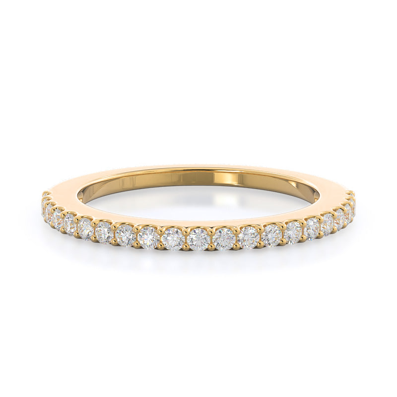 Rising Accents Diamond Wedding Band with 18KT Yellow Gold Cut Diamond in 14KT Yellow Gold view 1
